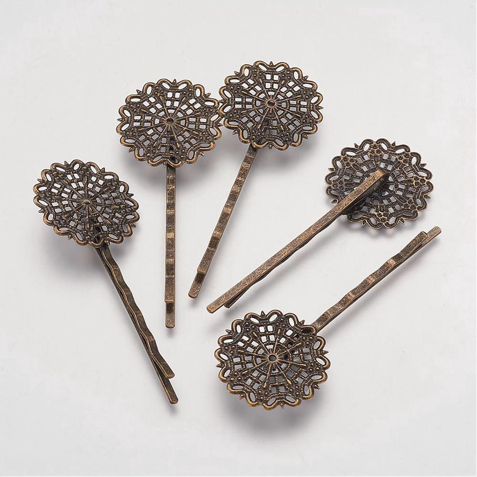 2 PCS Antique Bronze Filigree Hair Pins Etsy