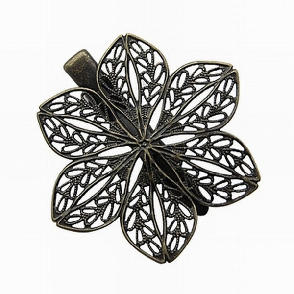 1PCS Antique Bronze Filigree Hair Clips