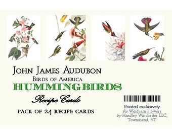 Audubon Hummingbird Recipe Cards: Vintage Bird Art, Set of 24