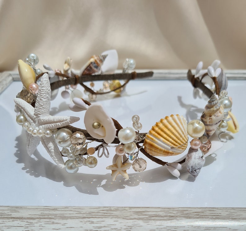 Seashell hair hoop, wedding hair accessories, mermaid tiara, beach party crown, seashells headpiece image 4