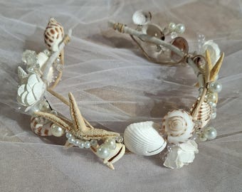 Mermaid Crown, Beach Tiara, Shells Headpiece, Starfish Crown, Beach Wedding Accessories, Beach Tiara, Starfish Crown, Beach Party Crown