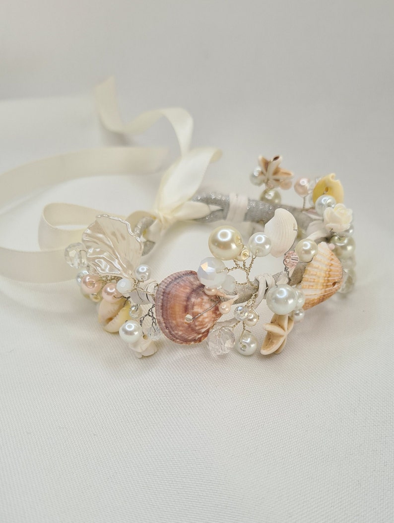 Beach Bridal Bracelet,Seashell Bracelet,Bridesmaid Corsages, Wedding Accessories, Boho Jewelry,Mermaid Accessories image 7