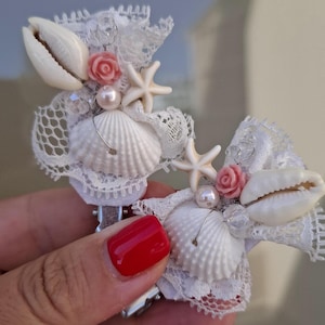 Hair Clips, Beach Wedding Hair Accessories, Coastal Hair pins, Bohemian Beach Shells Hair Clip, Starfish Hair Barrette, Gift for her