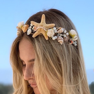 Handmade Seashell Headpiece – Boho Mermaid Crown | Beach Wedding Hair Accessory | Coastal Festival Halo | Ocean-Inspired Headband