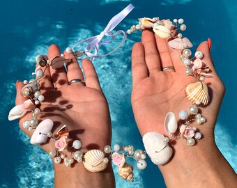 Delicate beach hair vine, beach wedding hair halo, seashell headpiece, Mermaid crown, bridal shells halo, nautical hair band
