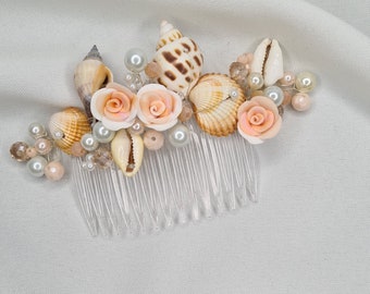 Beach wedding hair comb, seashell hair comb, shells hair halo, beach bridal hair piece, beach hair accessory, mermaid hair comb with shells