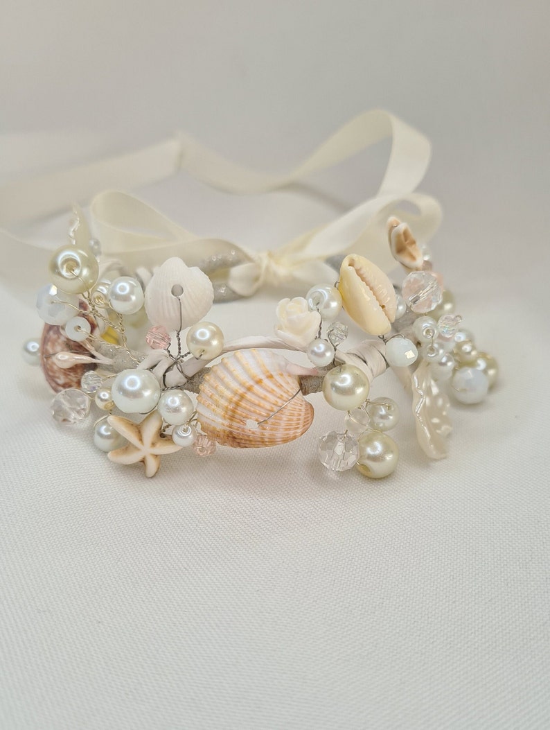 Beach Bridal Bracelet,Seashell Bracelet,Bridesmaid Corsages, Wedding Accessories, Boho Jewelry,Mermaid Accessories image 8