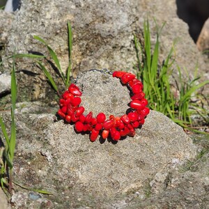 Bijoux en corail, bijoux faits à la main, collier de corail rouge, bracelet de corail, ensemble de bijoux de déclaration, collier en cristal rouge, bijoux de mode image 7