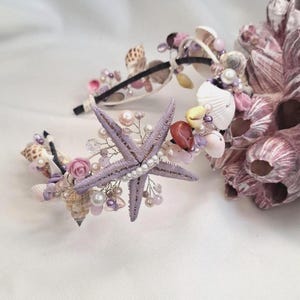 Mermaid crown, Shells tiara, Seashells headpiece, Beach party crown, Beach party hair band, Nautical headband, Starfish hair band
