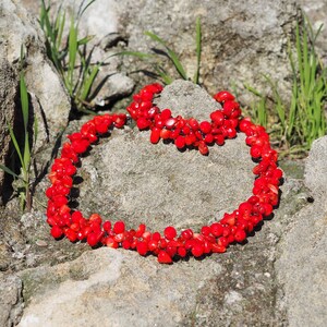 Bijoux en corail, bijoux faits à la main, collier de corail rouge, bracelet de corail, ensemble de bijoux de déclaration, collier en cristal rouge, bijoux de mode image 5