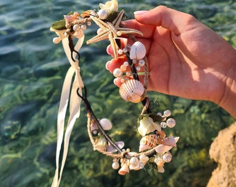 Beach Bridal Wreath Wedding Seashell Headpiece Starfish Crown Wedding Hair Accessories Mermaid Wreath Flower Wreath Shell Hair Accessories