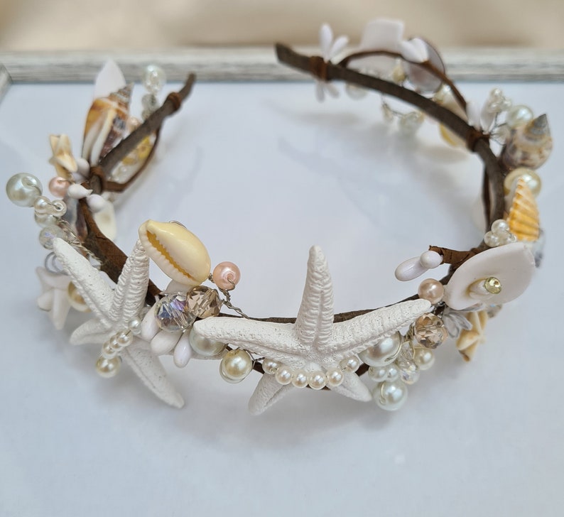 Seashell hair hoop, wedding hair accessories, mermaid tiara, beach party crown, seashells headpiece image 3