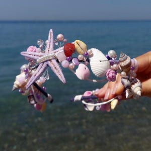 Shells tiara,Seashells headpiece, Beach party crown, Beach hair band, Mermaid crown, Nautical headband, Shells hair band, Mermaid crown