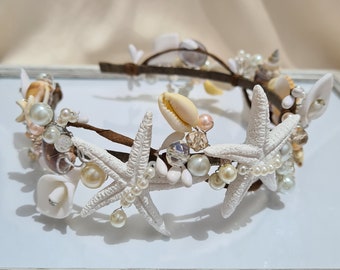 Seashell hair hoop, wedding hair accessories, mermaid tiara, beach party crown, seashells headpiece