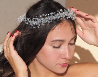 Wedding headpiece, bridal tiara, festive hair accessory, crystals tiara, bridal crown, hair vine, hair halo, crystal hairpiece, diadem