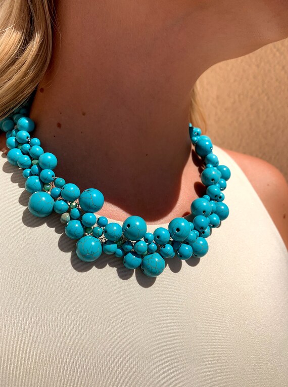Chunky turquoise jewelry deals