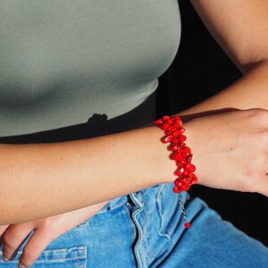 Bijoux en corail, bijoux faits à la main, collier de corail rouge, bracelet de corail, ensemble de bijoux de déclaration, collier en cristal rouge, bijoux de mode image 10