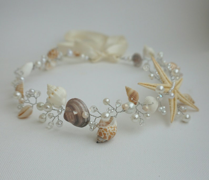 Beach Bridal Hairpiece,Wedding SeaShell Headpiece,Pearls Halo Bride,Starfish Crown,Wedding Hair Accessories,Mermaid Hair handmade by CyShell