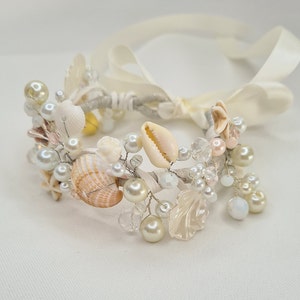 Beach Bridal Bracelet,Seashell Bracelet,Bridesmaid Corsages, Wedding Accessories, Boho Jewelry,Mermaid Accessories image 6