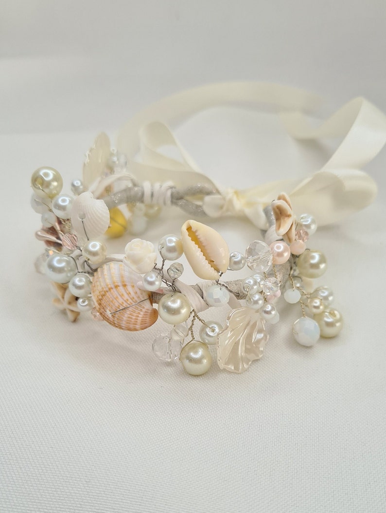 Beach Bridal Bracelet,Seashell Bracelet,Bridesmaid Corsages, Wedding Accessories, Boho Jewelry,Mermaid Accessories image 6