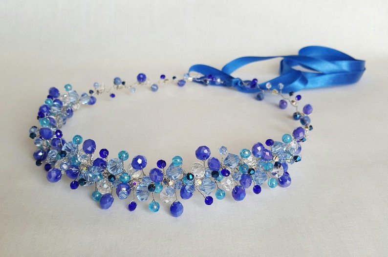 Free Shipping Bridal Royal Blue Crown,Bridal Headpiece,Blue Crystal Tiara,Hair Accessories,Wedding Headband,Blue Crystals Flower girl Wreath