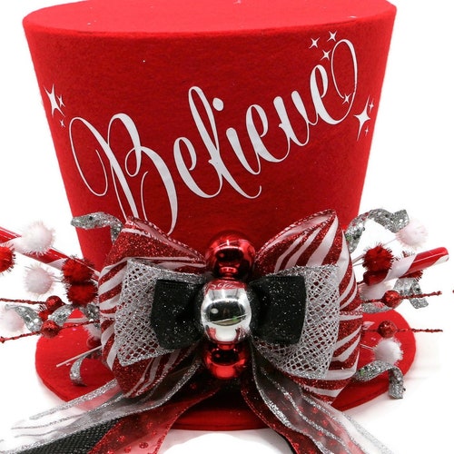 Snowflake Tree Topper Top Hat White and Silver Tree Topper Etsy