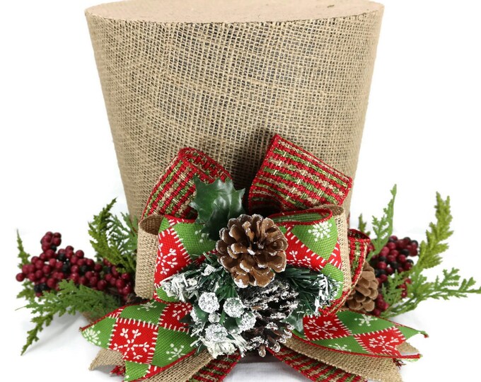 Rustic Christmas Tree Topper, Shabby Chic Christmas Decoration, Plaid