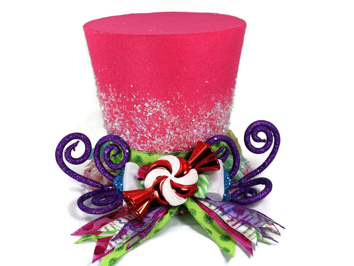 Candy Christmas tree topper,Candy Cane tree topper. Holiday Hat