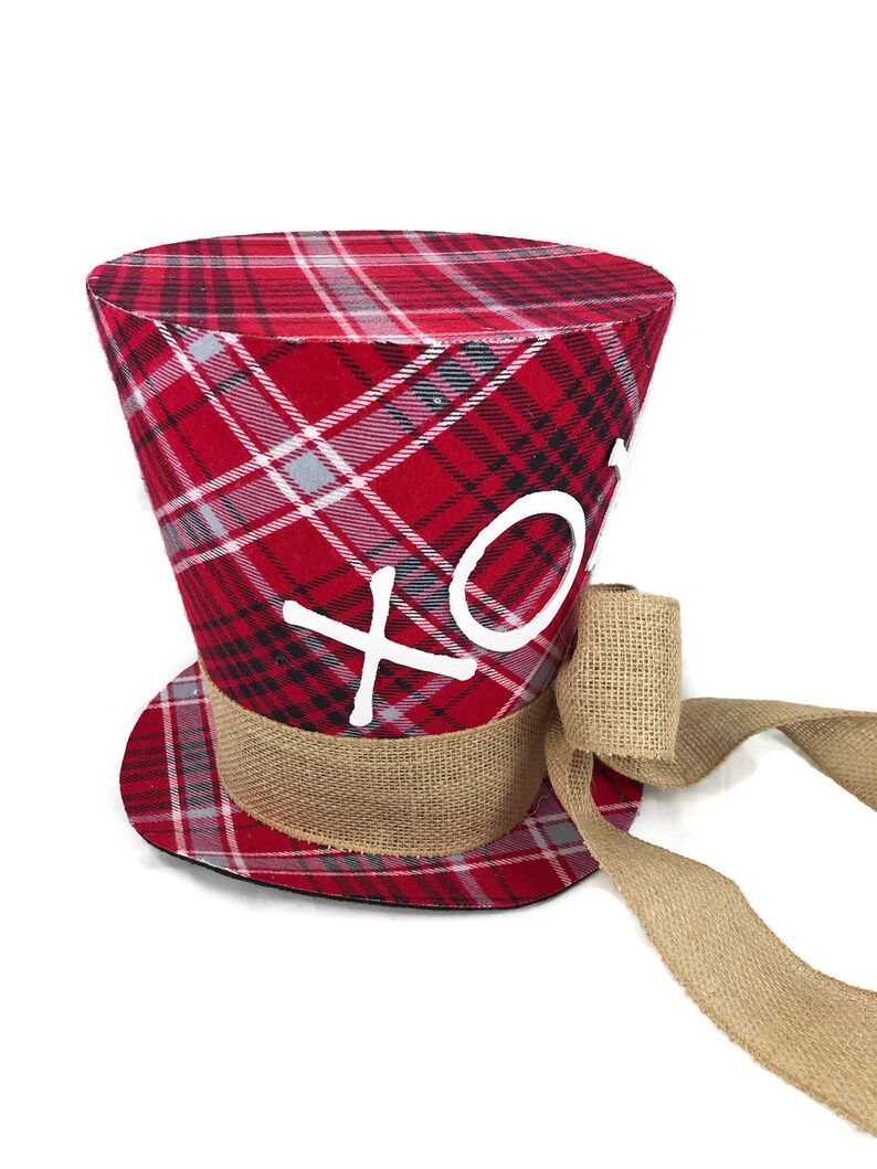 Table Decoration Rustic plaid Valentines Day top hat Top Hat Valentines Day Decor