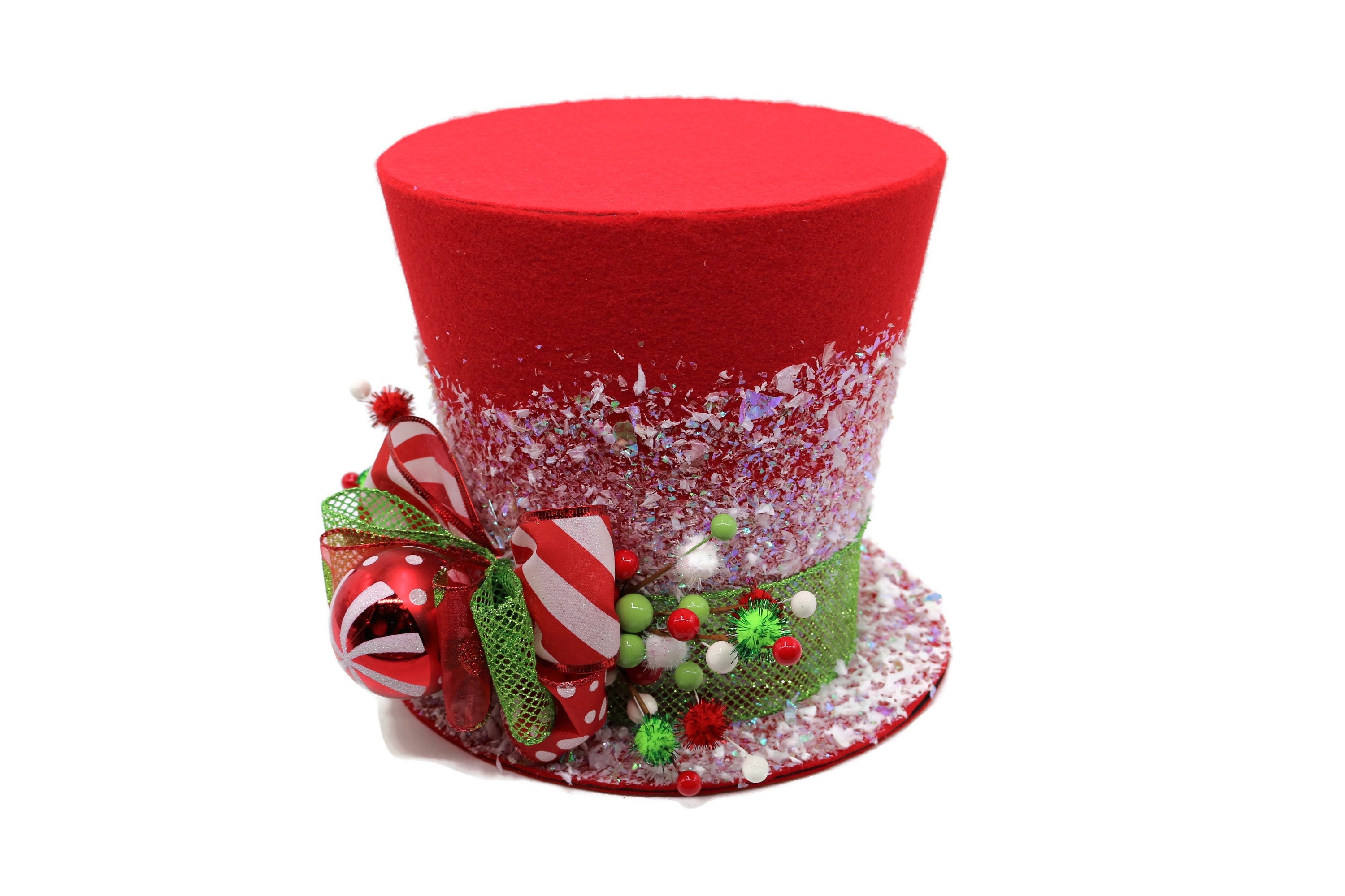 Candy Christmas tree topper,Candy Cane tree topper. Holiday Hat