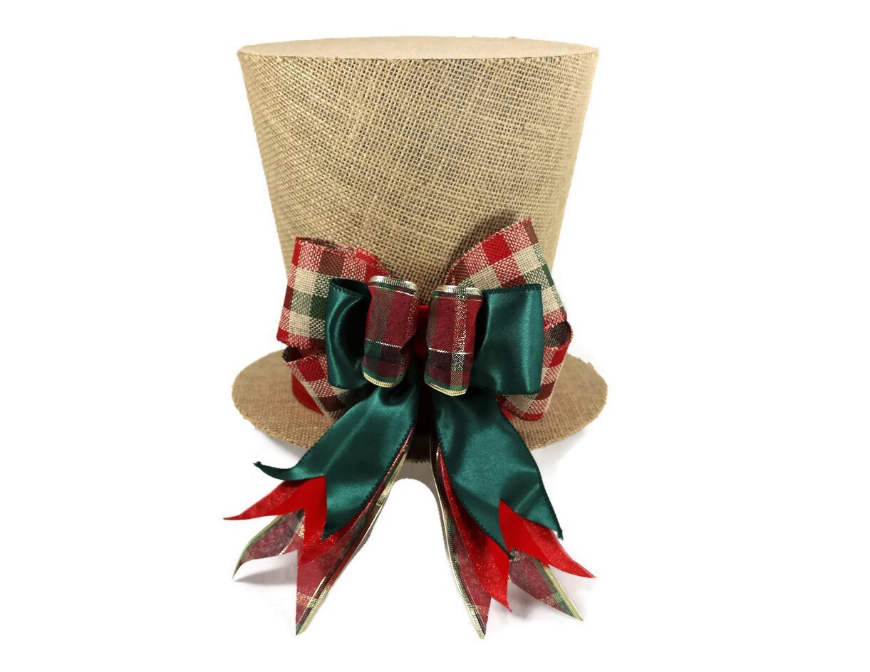 Plaid burlap rustic Christmas tree topper, Shabby Chic Christmas
