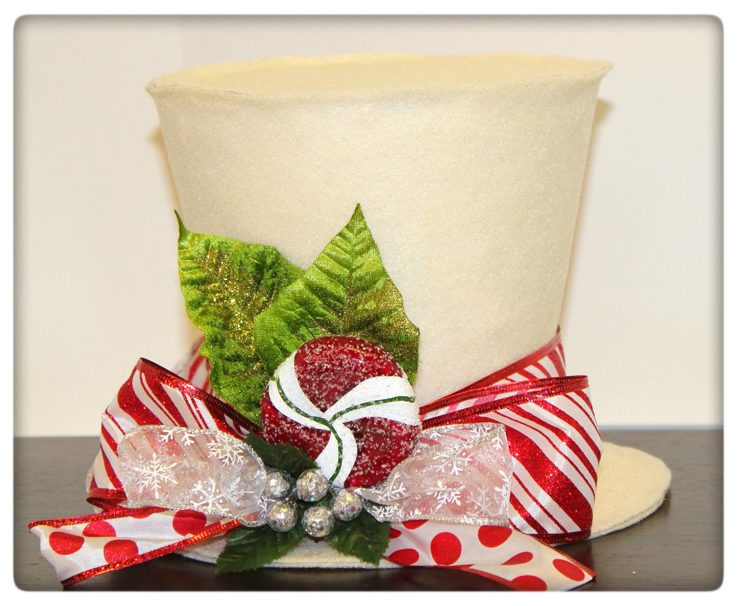 candy cane top hat christmas tree topper christmas table decoration peppermint theme christmas tree topper new monogram option - Candy Cane Christmas Table Decorations candy cane top hat christmas tree topper christmas table decoration peppermint theme christmas tree topper new monogram option - Candy Cane Christmas Table Decorations