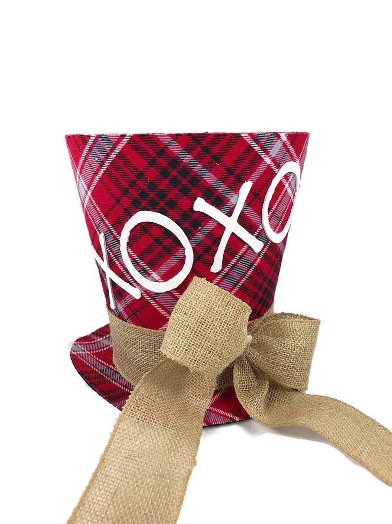 Table Decoration Rustic plaid Valentines Day top hat Top Hat Valentines Day Decor