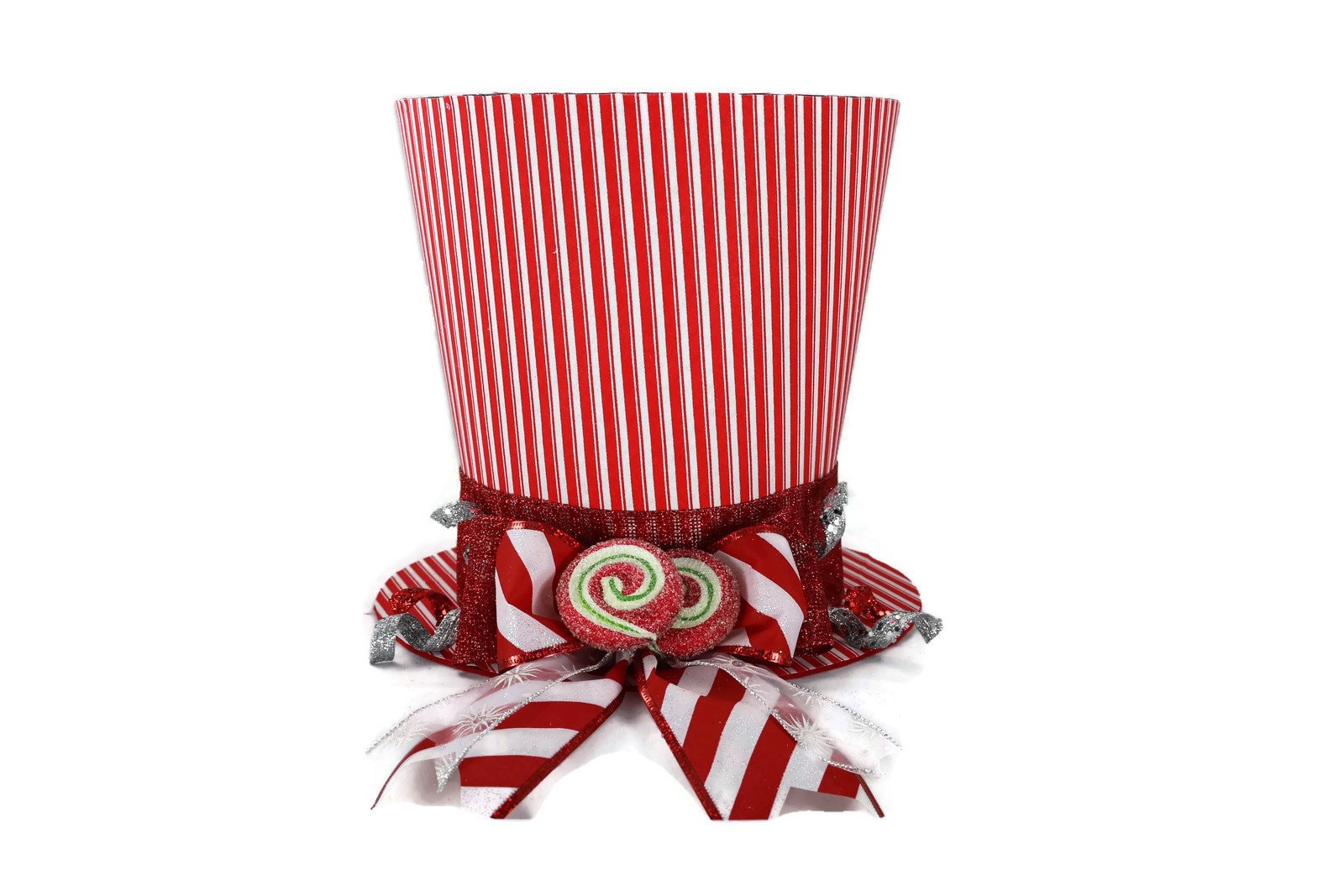 peppermint Tree Topper, Candy Cane, Christmas tree topper. Holiday Hat