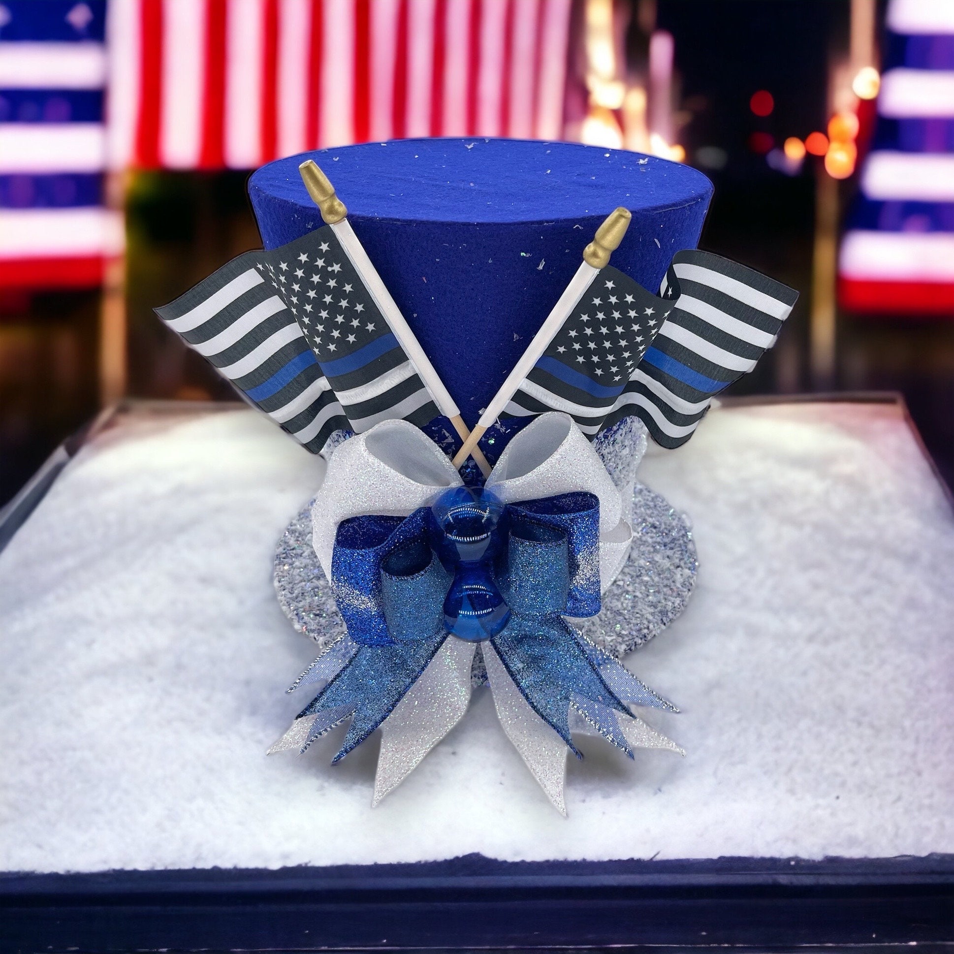 Police Officer Christmas Tree Topper: Thin Blue Line Top Hat Decoration ...