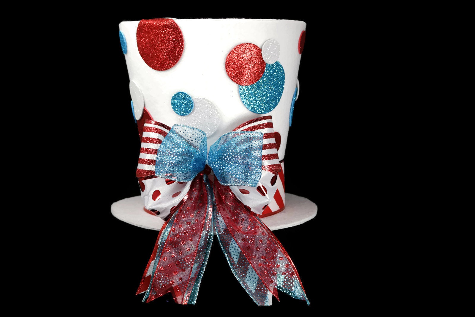 Polka dot Christmas Hat, Christmas tree topper, Christmas table