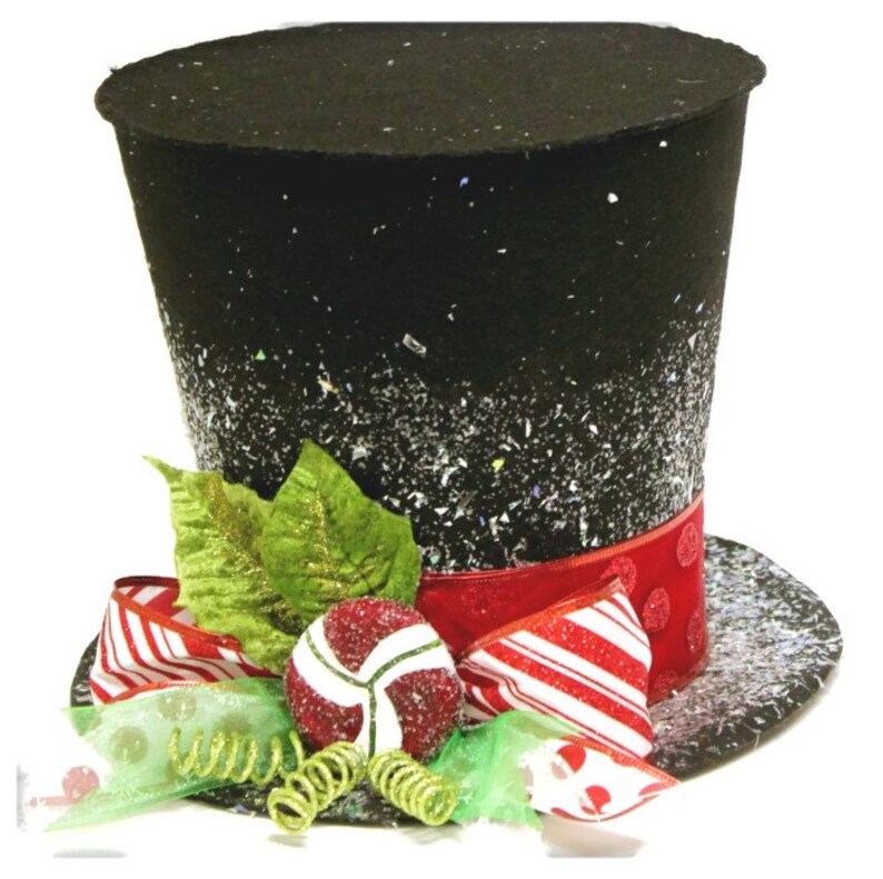 The Peppermint King Black Candy cane top hat Christmas tree Etsy