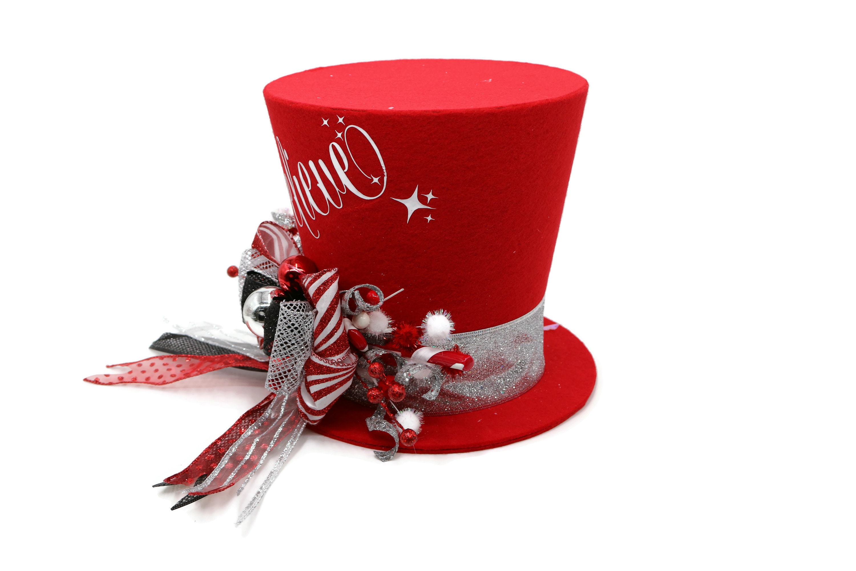 Believe Christmas tree topper ,Top hat tree topper, Christmas table