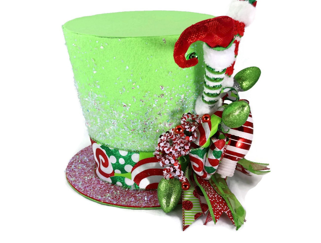 Green and Red Elf theme tree topper, Elf on the shelf Christmas