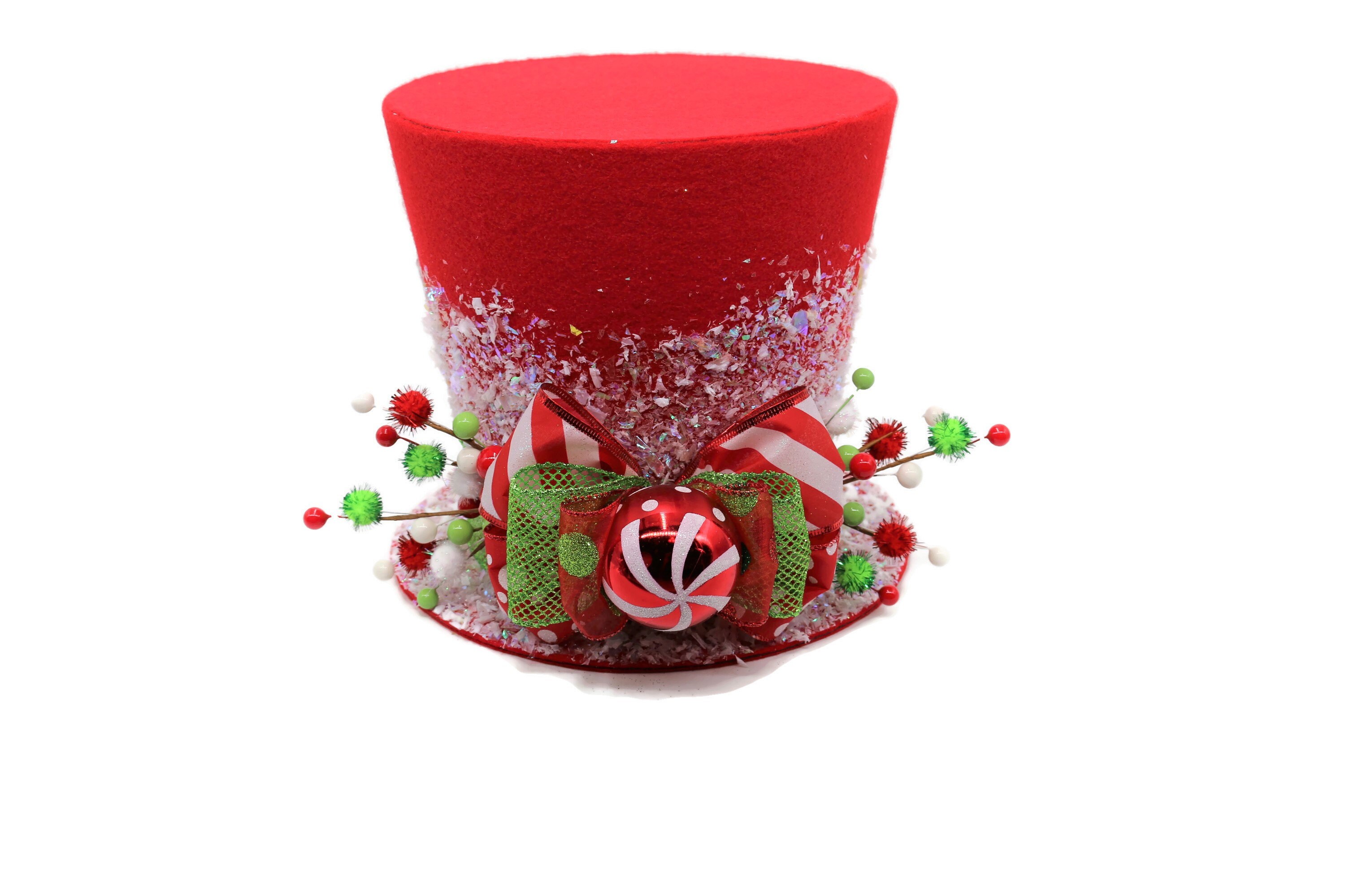 Candy Christmas tree topper,Candy Cane tree topper. Holiday Hat