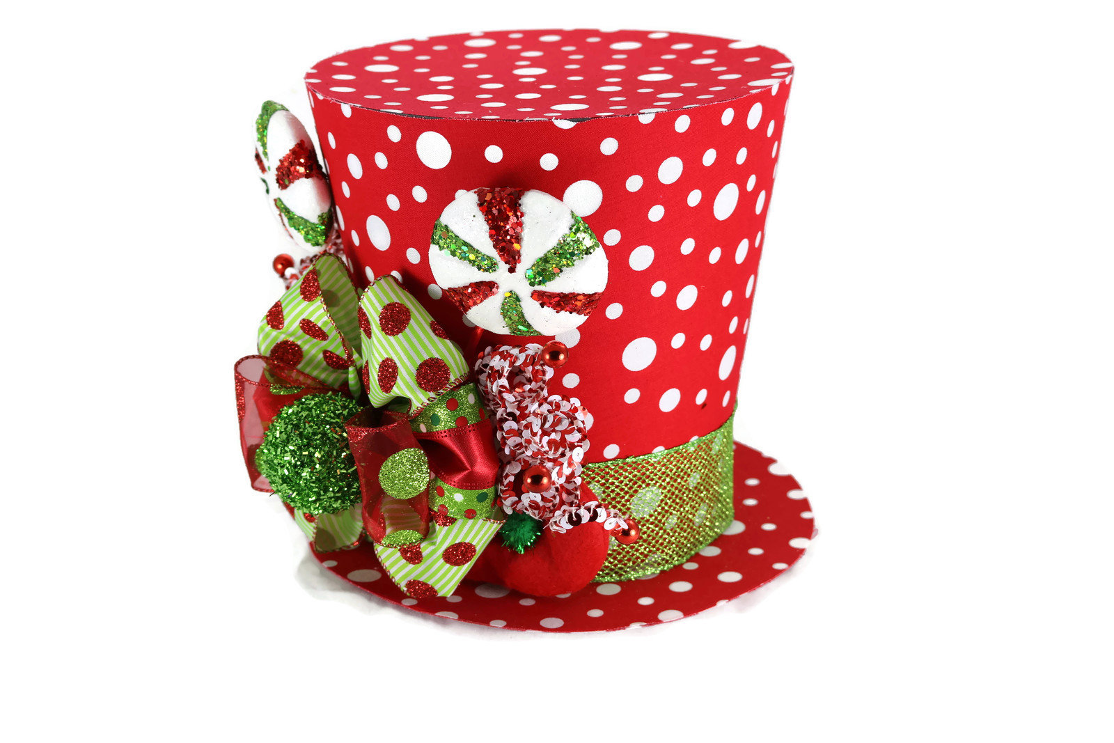 Elf theme tree topper, Elf Christmas decoration, Elf shoes and peppermint theme tree topper