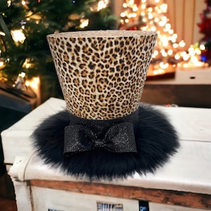 Animal print Christmas tree topper Leopard print Top hat tree topper Christmas party decoration Leopard print Christmas decoration zebra