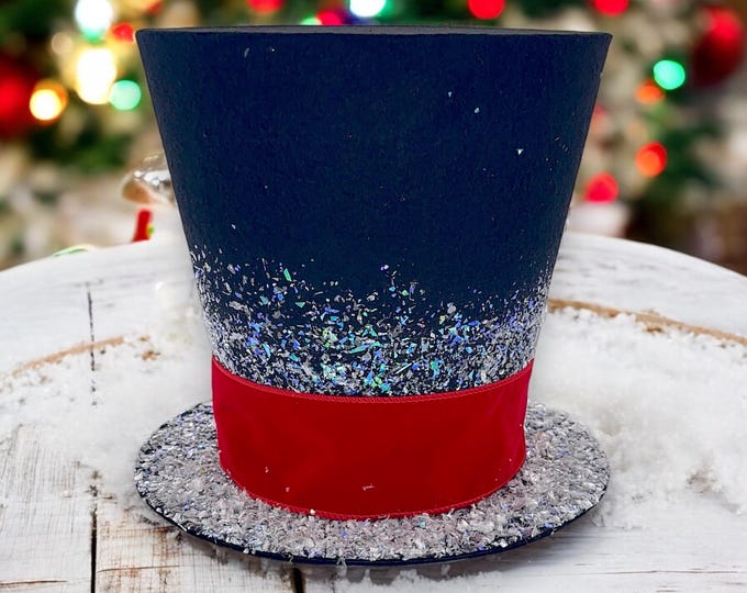 Featured listing image: Frosty the snowman Christmas tree topper snowman hat tree topper top hat tree decoration frosty Christmas decoration handmade gifts