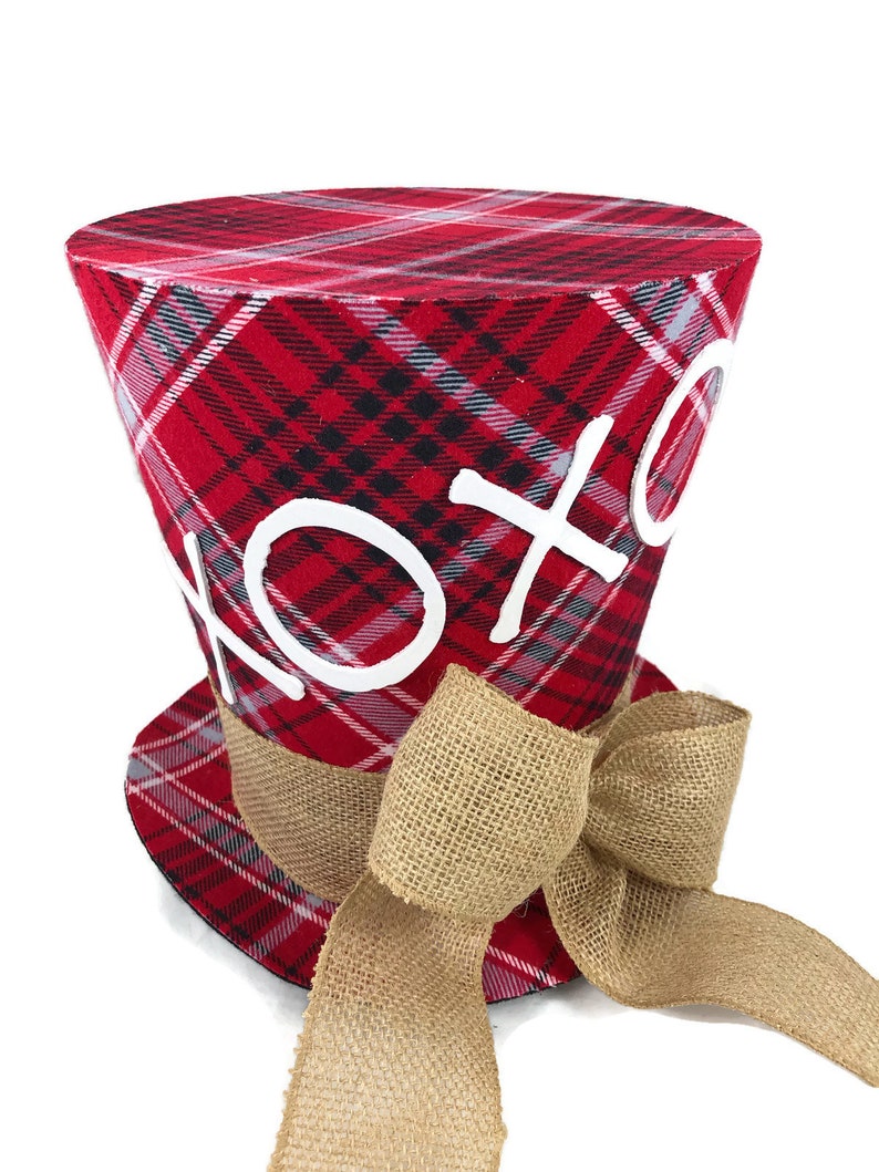 Table Decoration Rustic plaid Valentines Day top hat Top Hat Valentines Day Decor