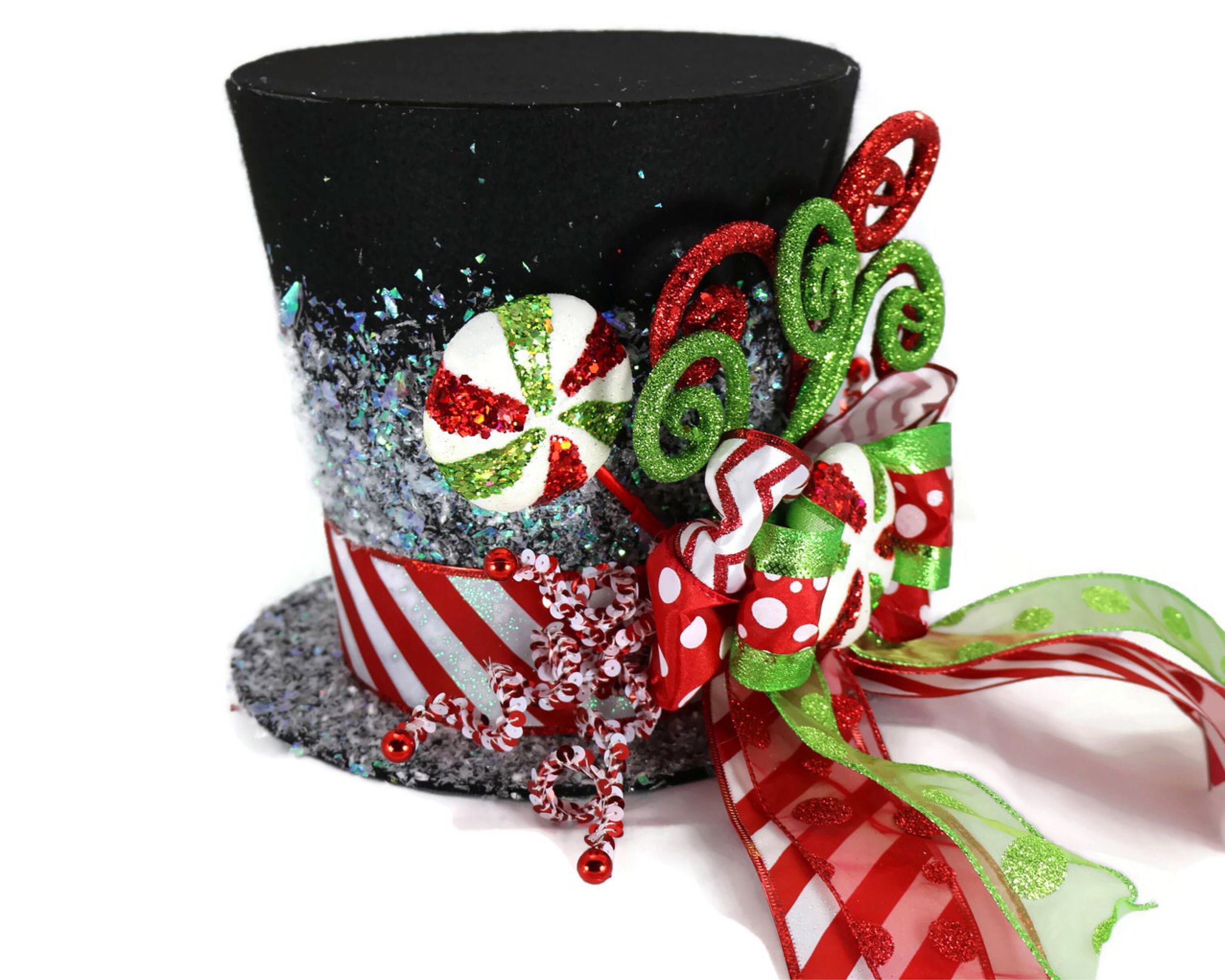 Candy Christmas Tree Topperblack Candy Cane Tree Topper Holiday Hat