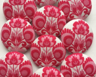 Tilda Folklore Pink / FlowerGarden Fabric covered handmade buttons - 10 pieces of 22 mm buttons