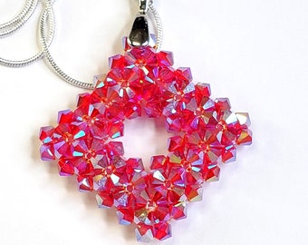 Fuchsia Pink Crystal Necklace Reversible Valentine's day
