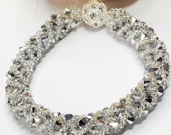 Preciosa Crystal Bracelet: Silver Wedding Jewelry (7 1/2&quot;)