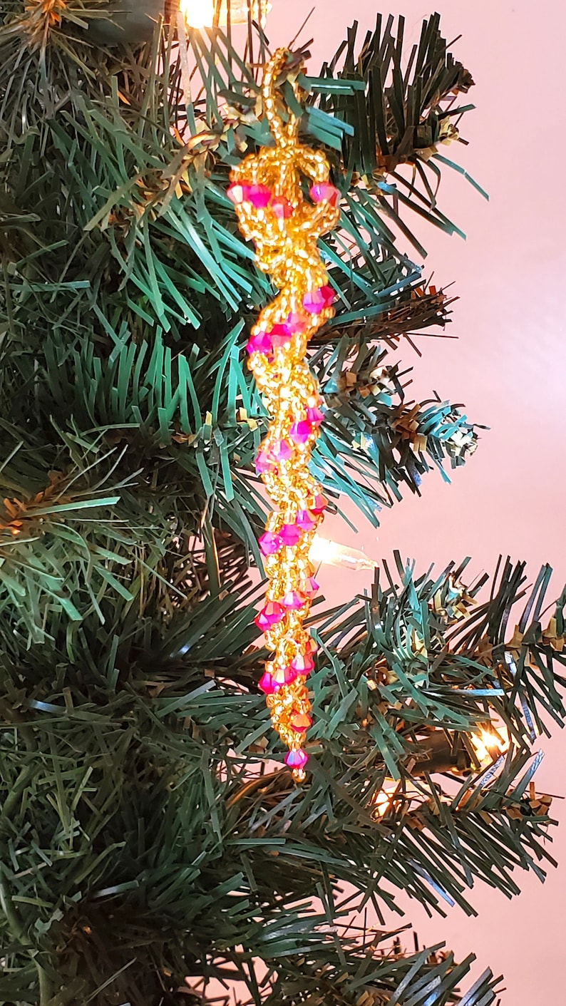 Christmas Tree, Crystal Icicle Ornament, Christmas Crystal Icicle, Tree Beaded Ornaments, Spiral Tree Ornament imagem 1