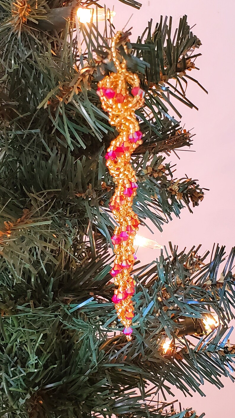 Christmas Tree, Crystal Icicle Ornament, Christmas Crystal Icicle, Tree Beaded Ornaments, Spiral Tree Ornament imagem 3